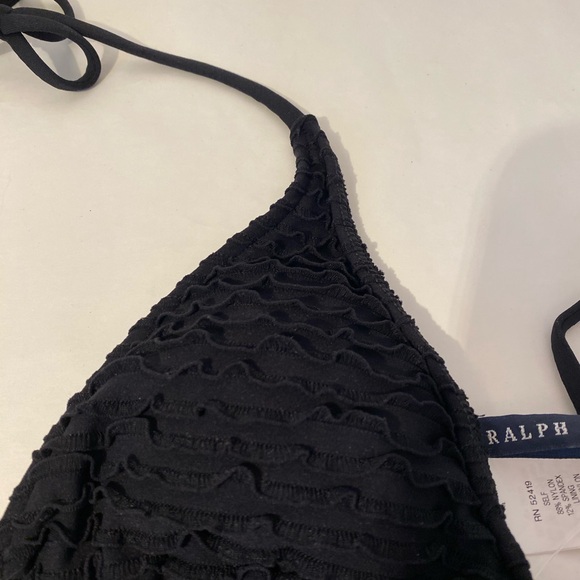 NWT Polo Ralph Lauren Black Ruffle Bikini Swimsuit Top Size Small - Picture 6 of 7